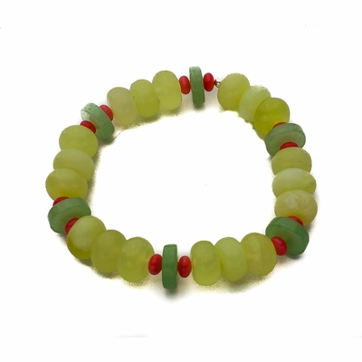 Aventurine Jade and Coral Bracelet