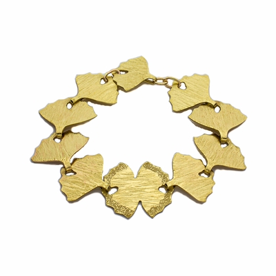 Brass Ginkgo Leaf Link Bracelet
