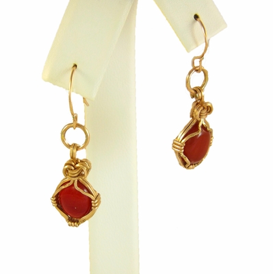 Carnelian and 14kt Rose Gold-Filled Earrings