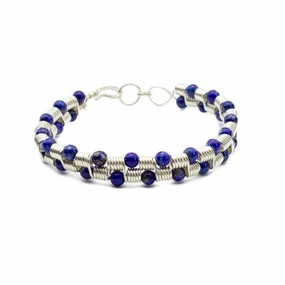 Coiled Sterling Silver & Lapis Lazuli Bracelet