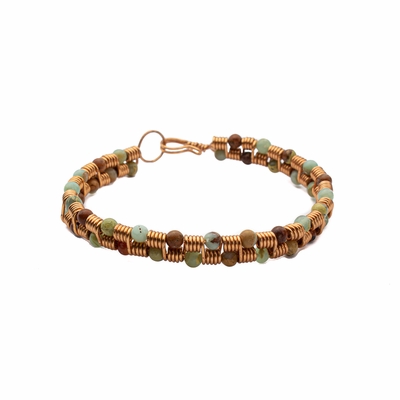 Copper Coil Bracelet and Impression Jasper Beads