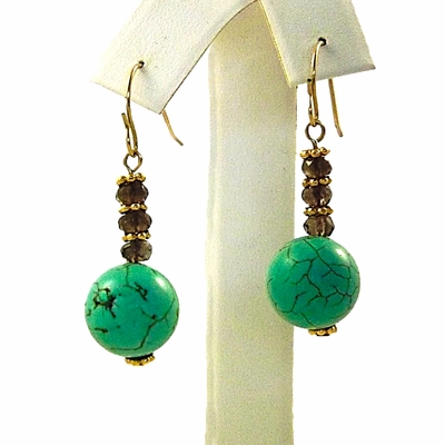 Howlite with Smokey Quartz Earrings