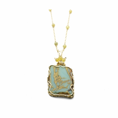Impression Jasper Gold-Rutilated Quartz Pendant Necklace
