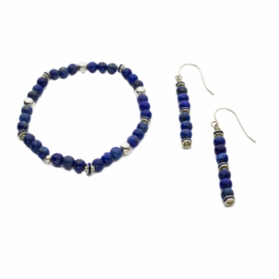 Lapis Lazuli Bracelet & Earrings Set