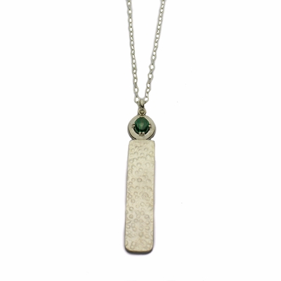 Malachite and Textured Sterling Silver Pendant