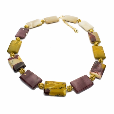 Mookaite Pillows and Filigree Beads Necklace