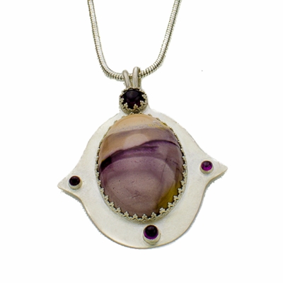 Mookaite Rhodolite Garnet with Sterling Silver Pendant