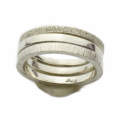 Not-So-Plain Bands - Sterling Silver 3 Rings Set