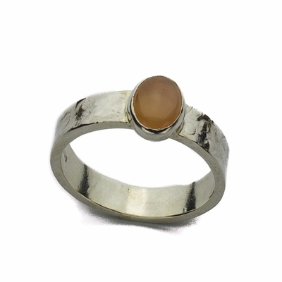 Peach Moonstone and Sterling Silver Ring