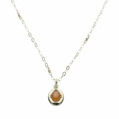 Peach Moonstone Pendant Necklace