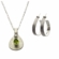 Peridot Pendant and Checkered Hoop Earrings Gift Set