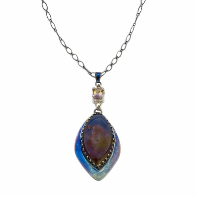 Plume Agate and Ametrine Pendant Necklace