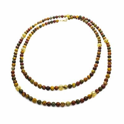 Red Creek Jasper & Golden Filigree Necklace