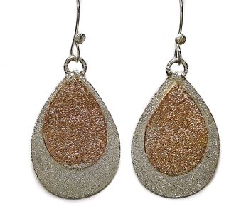Sterling n Rose Gold-Filled Diamond-Cut Textured Earrings
