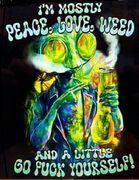 I'M MOSTLY-PEACE-LOVE-WEED-AND A LITTLE GO FUCK YOURSELF-(T-SHIRT-LONG SLEEVE T-HOODIE)