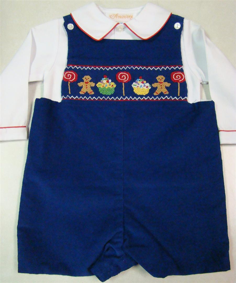 Anavini Royal Blue Knit Boys Shirt - Smocked Turkeys