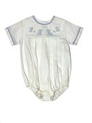 Auraluz White Pique Blue Bunny Bubble 6M