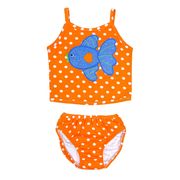 Bailey Boys Orange Polka Dot Fish Applique Two Piece Swim Suit 5,6_