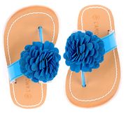 Lamour Shoe Turquoise/blue Nubuck and Turquoise/blue Patent Flower Flip Flop 9,10