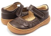 Livie and Luca Ruche Mocha Leather Velcro Closure Mary Jane 4-3Y