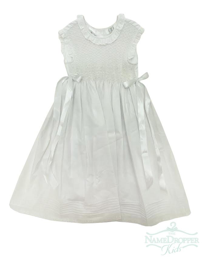Lulu Bebe Gaby Smocked Eyelet White Dress