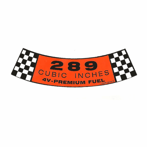1965-68 Mustang 289 4-V Air Cleaner Decal