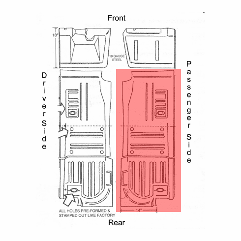 1965-70 Mustang Coupe & Fastback Full Length Floor Pan RIGHT