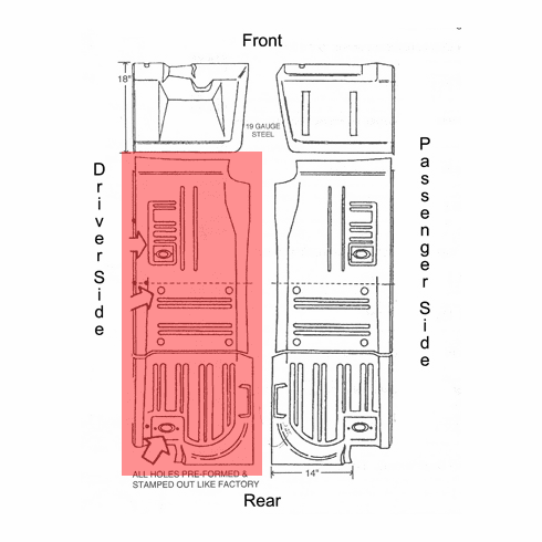1965-73 Mustang Convertible Full Length Floor Pan LEFT