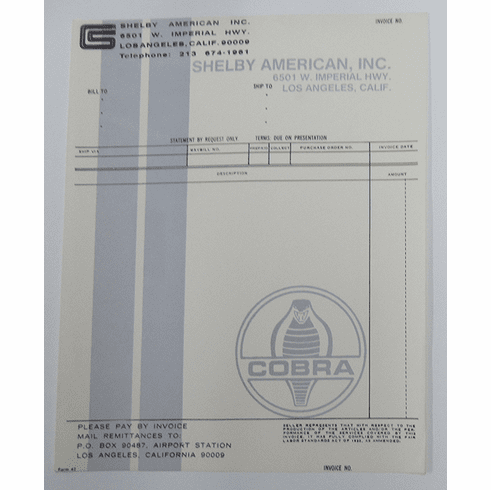1965 Shelby GT350 Window Sticker