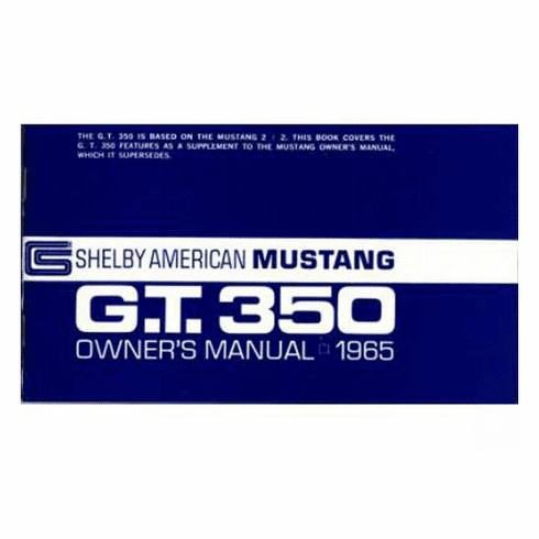 1965 Shelby Owners Manual