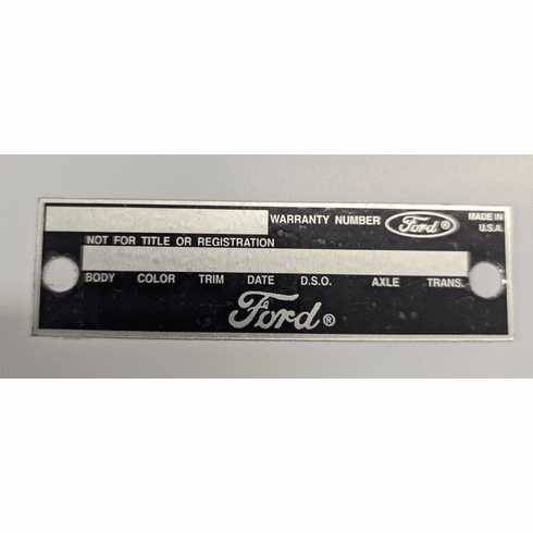 1966-67 Mustang Serial Number Door Jamb Data Plate