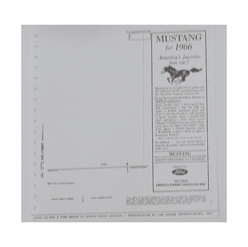 1966 Mustang Window Sticker