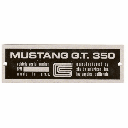 1966 Shelby GT350 Serial Number Plate