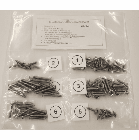 1967-68 Mustang / Shelby Fastback Trim Screw Kit