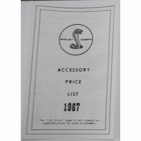 1967 Shelby Accessory Price List