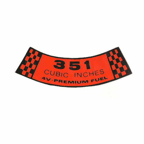 1968-69 Mustang 351 4-V Premium Fuel Air Cleaner Decal