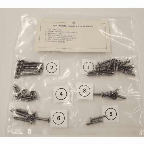 1968 Mustang Convertible Trim Screw Kit