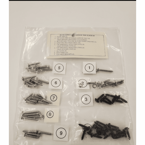 1969-70 Mustang Convertible Trim Screw Kit