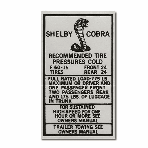 1969-70 Shelby Glove Box Decal