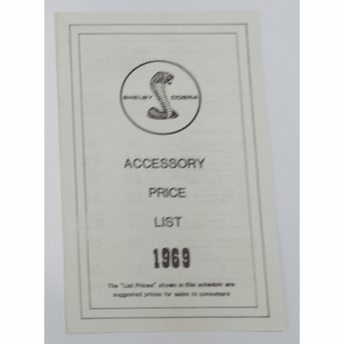 1969 Shelby Accessory Price List