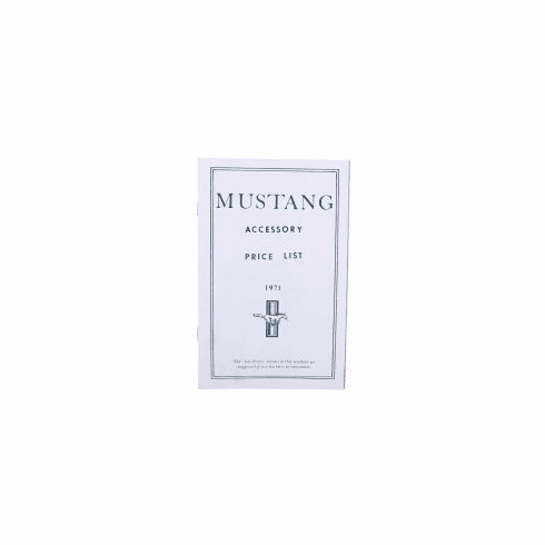 1971 Mustang Price Information Chart
