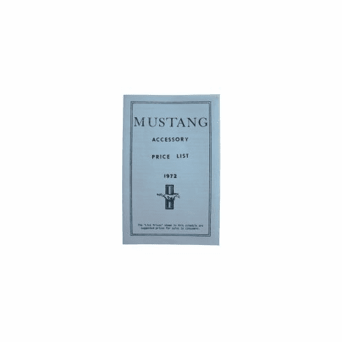 1972 Mustang Price Information Chart