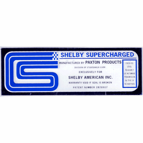 Shelby Paxton Supercharger Plate (Late)