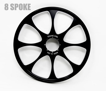 TKI CNC -TOM KOBZA INC BILLET 8 SPOKE BLACK IDLER WHEEL