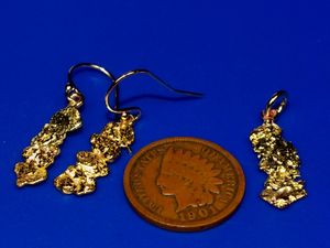 4.24 Gram Gold Nugget Earrings & Charm Pendant (SOLD)