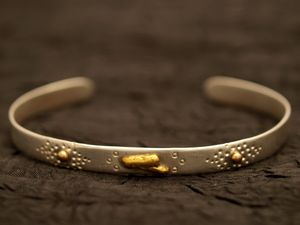 Natural Gold Nugget Cuff Bracelet 