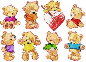 Colorful Bears Set for 4"x4" & 5"x7"