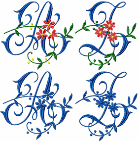 Simple Flower Font  for 4"x4" & 5"x7"
