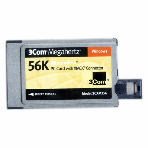 3COM MEGAHERTZ 56K PCMCIA MODEM CARD WITH X JACK p/n 3CXM356