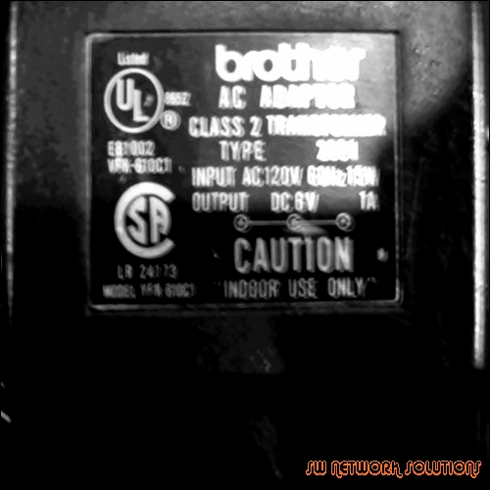 BROTHER 15W AC ADAPTER P/N YFK-610C1